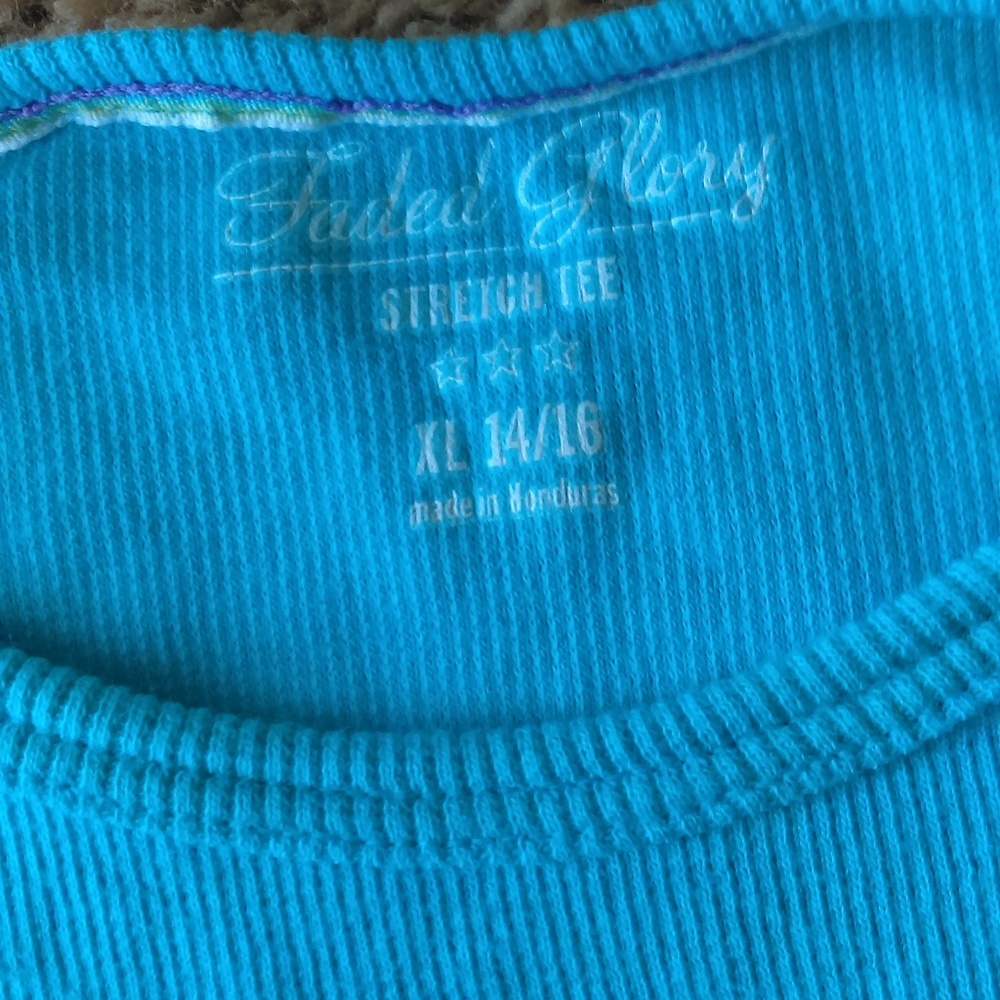 Faded Glory girl's plain turquoise stretch tee